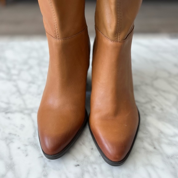 Tan Leather Knee-High Cowgirl Boots - Picture 5 of 15